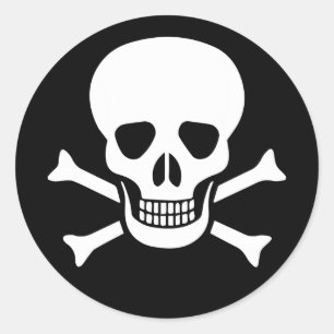 Klassiskt runt dekal för mänsklig skalle runt klistermärke