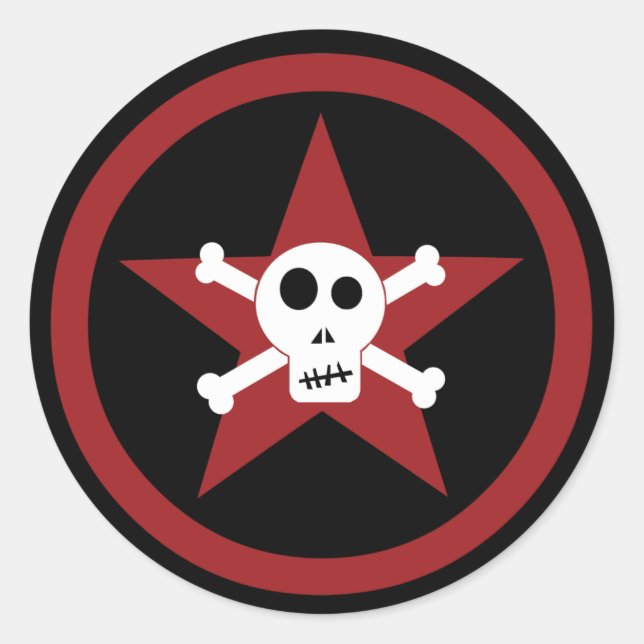 Klassiskt runt etikett för Skull & stjärnor (Framsida)