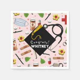 Klassiskt runt Studentfest-etikett för sjuksköters Pappersservett