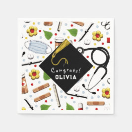 Klassiskt runt Studentfest-etikett för sjuksköters Pappersservett