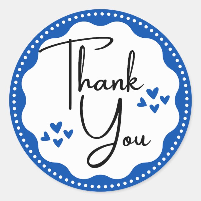 Klassiskt runt tack Blue Hearts - etikett (Framsida)