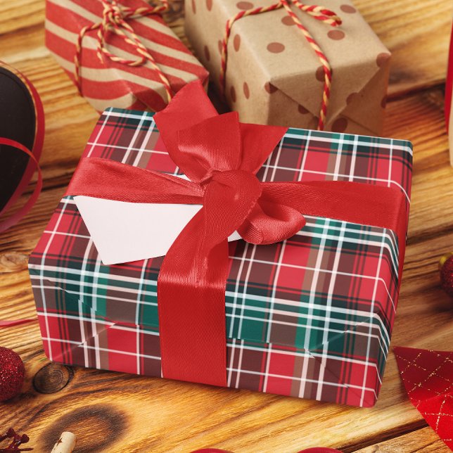 Klassiskt Rustic Red & Grönt Play Presentpapper (Skapare uppladdad)