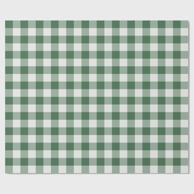 Klassiskt rutigt gingham i skoggrönt presentpapper (Platt)