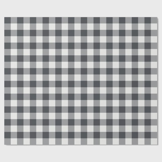 Klassiskt rutigt kolgrått tryck presentpapper (Platt)