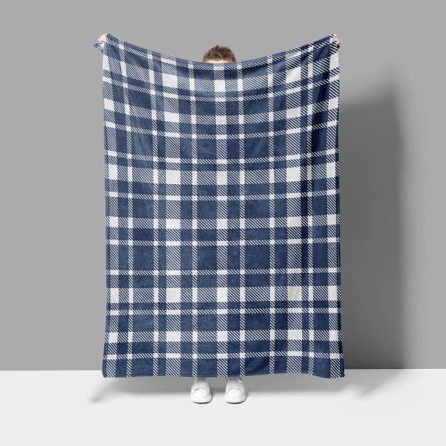 Klassiskt rutmönster i Plaid - Mörk Navy & Vit Fleecefilt (Skapare uppladdad)