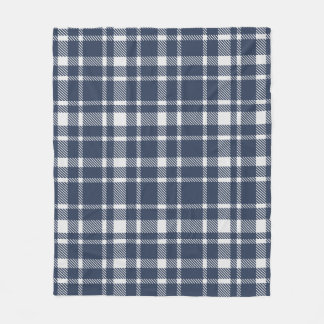 Klassiskt rutmönster i Plaid - Mörk Navy & Vit Fleecefilt