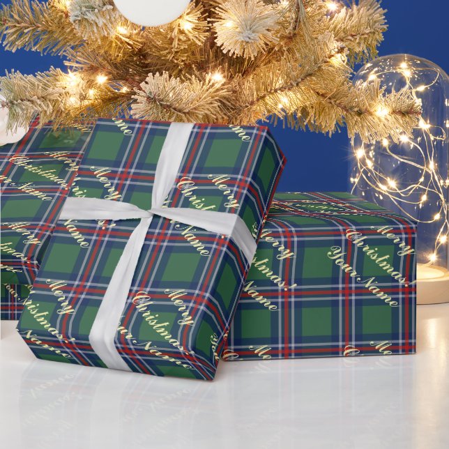 Klassiskt rutmönster personlig jul presentpapper (Helgdagar)