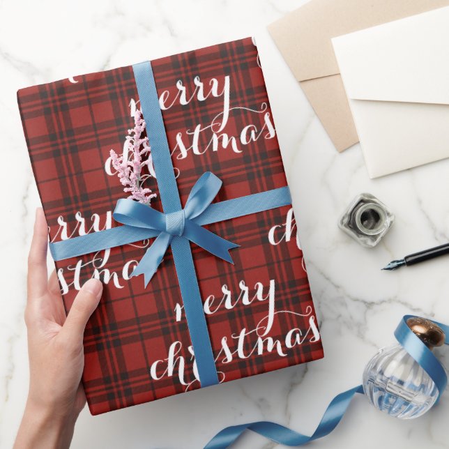 Klassiskt rutmönstrat God Jul Festivt -  Presentpapper (Gifting)