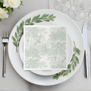Klassiskt sagegrönt landskaps-Toile-bröllop Pappersservett