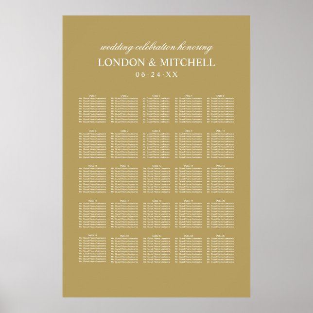 Klassiskt säte för Eleganten Antique Guld Bröllop Poster (Framsidan)