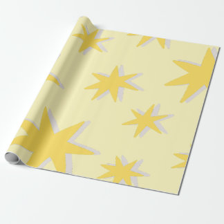 Klassiskt senapsstjärnmönster för farfar presentpapper