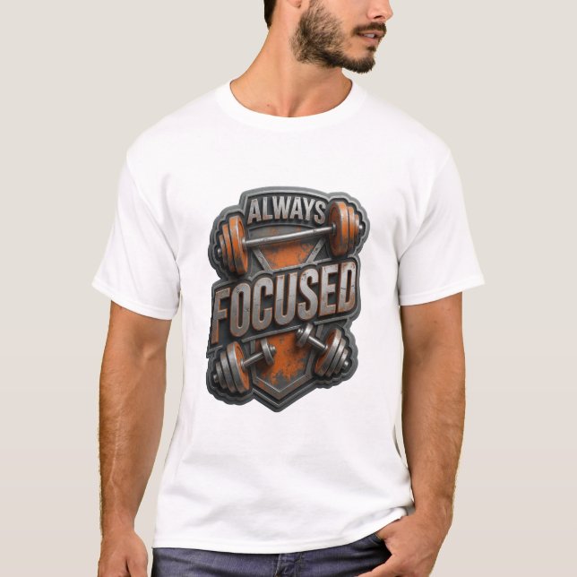 Klassiskt Silver ALLTID FOKUSERAD Anpassad Tee (Framsida)