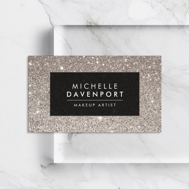 Klassiskt Silver Glitter Makeup-Affärskort Visitkort (Skapare uppladdad)