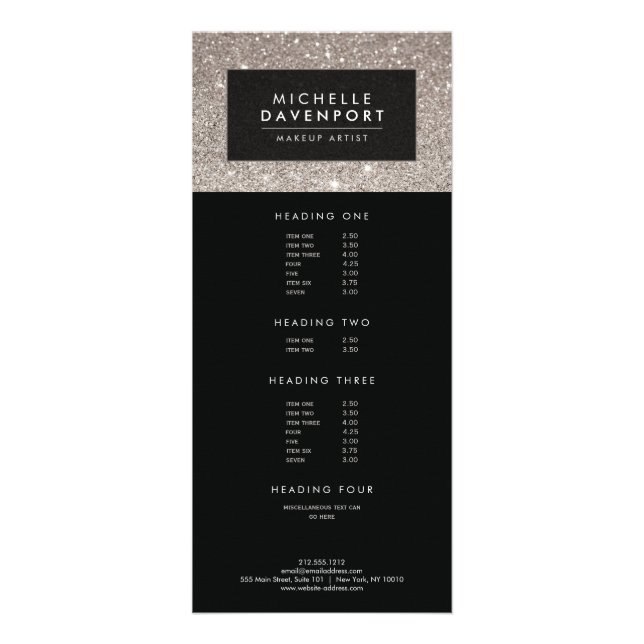 Klassiskt Silver Glitter Makeup-kort för konstnäre Reklamkort (Framsidan)