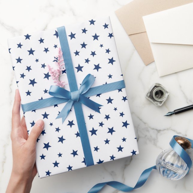 Klassiskt sjöblått stjärnmönster utan sömmar presentpapper (Gifting)