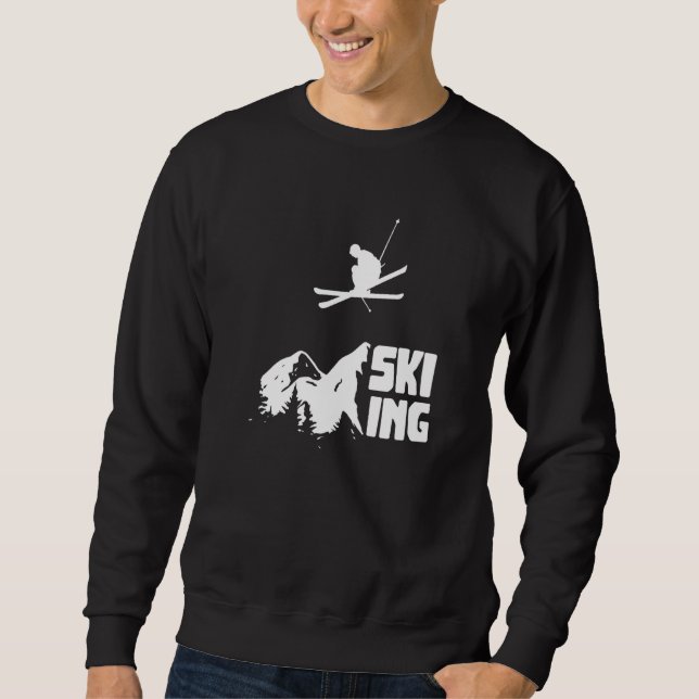 Klassiskt Skiing Alpine Downhill Ski Mountain Lång Ärmad Tröja (Framsida)