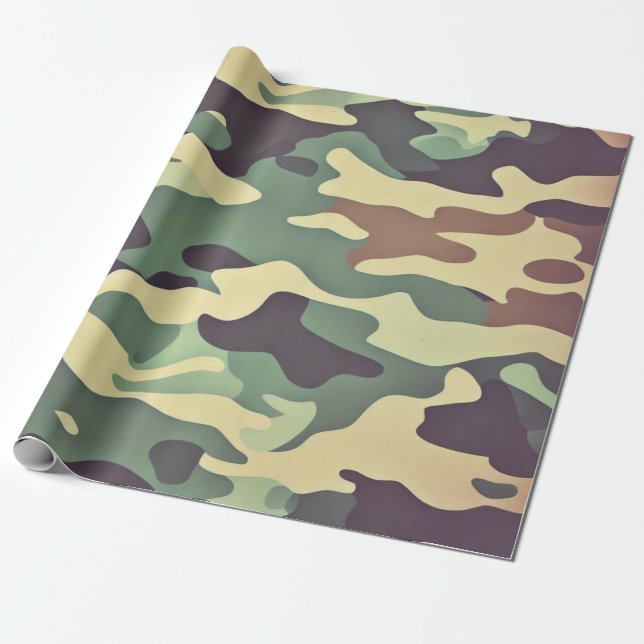 Klassiskt skogsområde Camouflage Presentpapper (Utrullad)