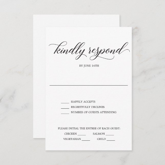 Klassiskt skript-Bröllop OSA-kort Inbjudningar (Fram/baksida)