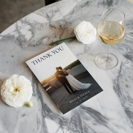 Klassiskt skript Bröllop - tackkort med foto OSA Kort