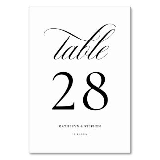 Klassiskt skript Elegant bröllop Bordsnummer 28