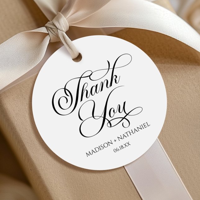 Klassiskt skript för minimal Elegant Bröllop Gåvor Etiketter (Skapare uppladdad)