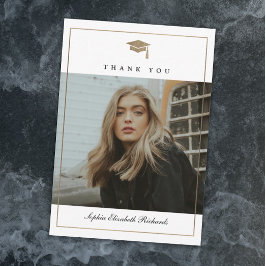 Klassiskt skript Guld Photo Studenten Tack Kort