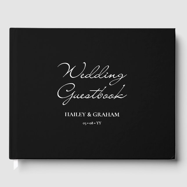 Klassiskt skript, minimalt kalligrafi, svart Bröll Gästböcker (Framsida)
