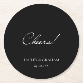 Klassiskt skript, minimalt kalligrafi, svart Bröll Underlägg Papper Rund