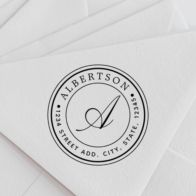 Klassiskt skript, monogram runda Returadressen Nam Självfärgande Stämpel (Skapare uppladdad)