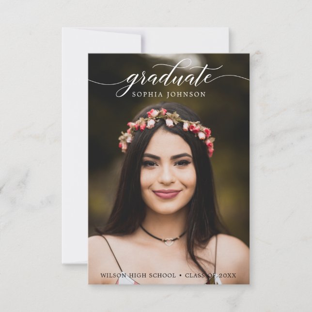 Klassiskt skript Studenten-meddelande med foto Inbjudningar (Framsida)