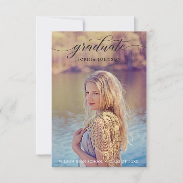 Klassiskt skript Studenten-meddelande med foto Inbjudningar (Framsida)