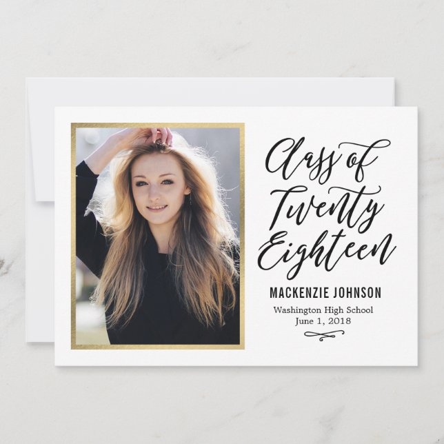 Klassiskt skrivande REDIGERBART FÄRG Examen-kort Meddelande (Framsida)