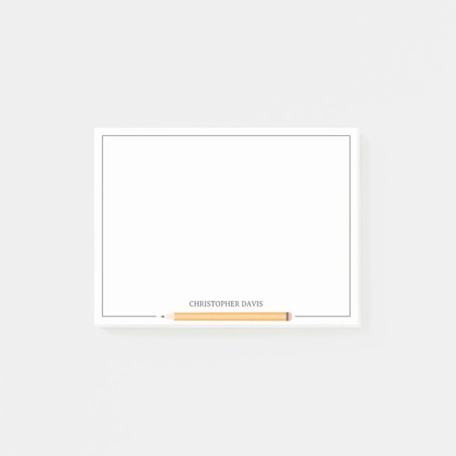 Klassiskt skrivbordstillbehör med ramad penna för  post-it block (Framsida)