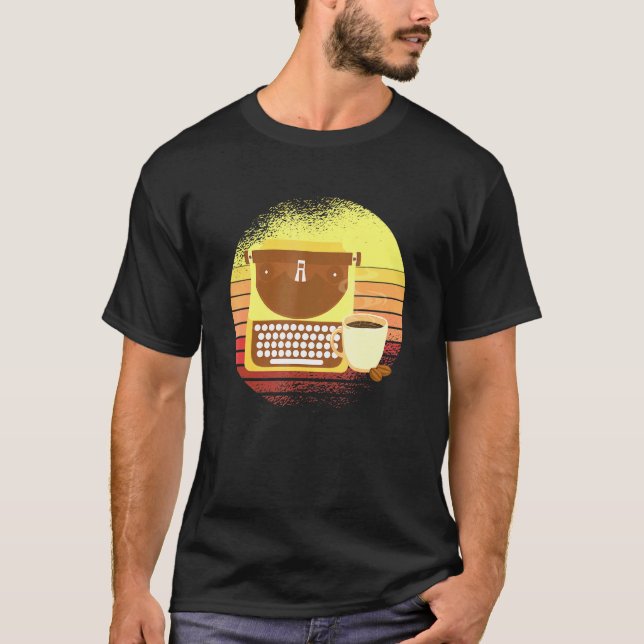Klassiskt skrivmaskin-kaffe t shirt (Framsida)