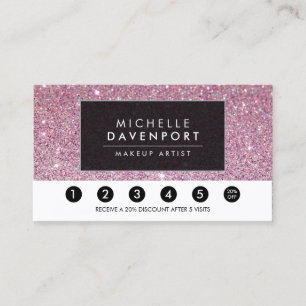 Klassiskt Slagit förmånskort för Rosa Glitter Lojalitetskort
