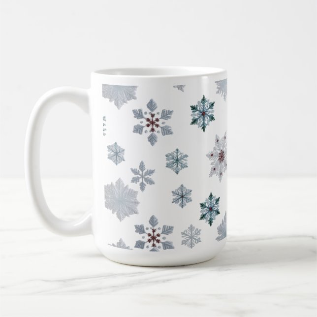 Klassiskt snöflingssilhuettmönster jul  kaffemugg (Vänster)