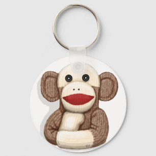 Klassiskt Sock monkey Nyckelring
