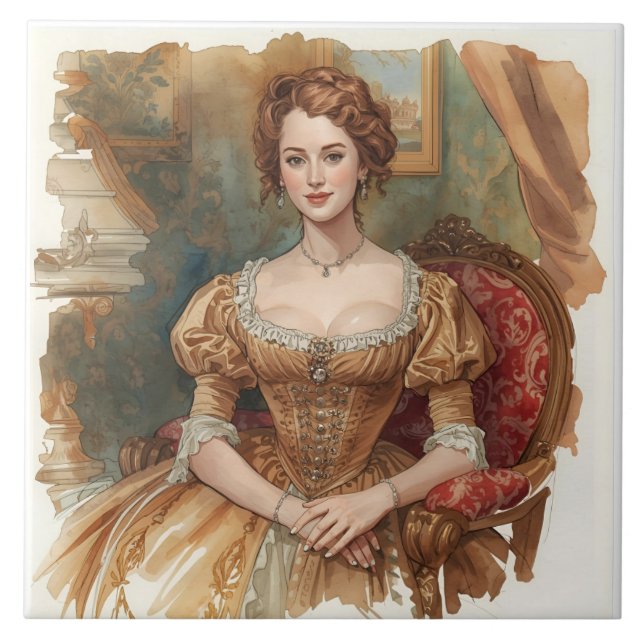 Klassiskt,Sofistikerat aristokrat i vackra Gown Kakelplatta (Framsidan)