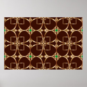 Klassiskt sömlöst geometriskt mönster på en brun r poster
