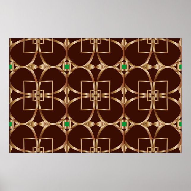 Klassiskt sömlöst geometriskt mönster på en brun r poster (Framsidan)