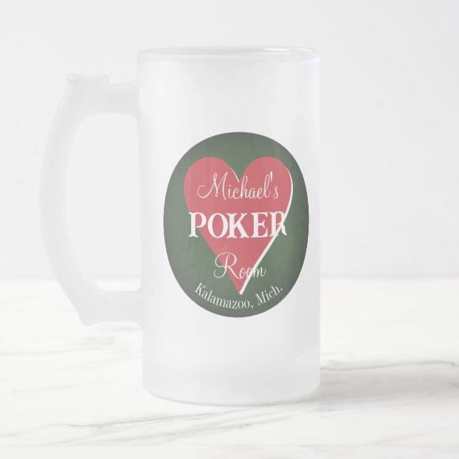Klassiskt spelkort Poker Room Heart Frostat Ölglas (Vänster)