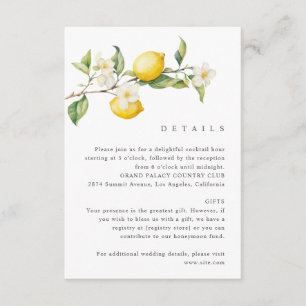 Klassiskt stadskort för Citrus Lemon Summer Bröllo Tilläggskort
