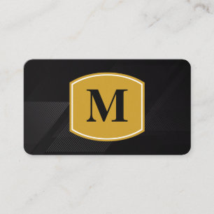 Klassiskt stort monogram/svart med Linjer Visitkort
