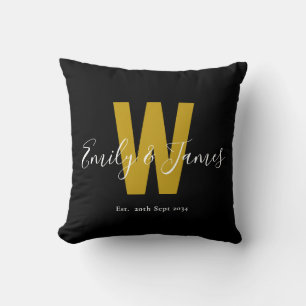 Klassiskt svart Guld, citattecken Monogram Kudde