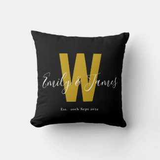 Klassiskt svart Guld, citattecken Monogram Kudde