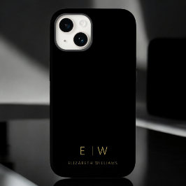 Klassiskt svart Guld minimalistiskt Monogram Namn