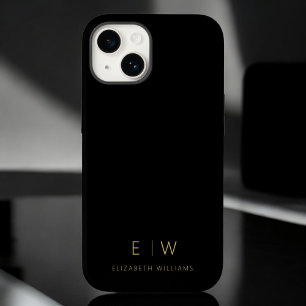 Klassiskt svart Guld minimalistiskt Monogram Namn