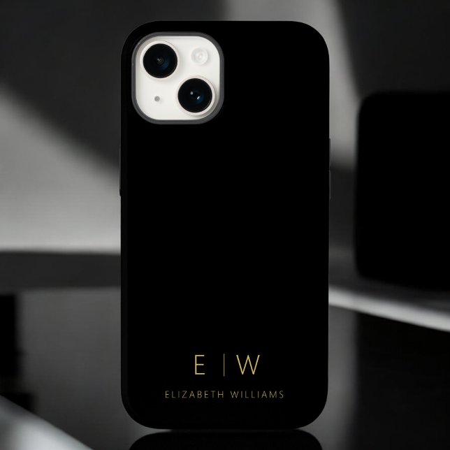 Klassiskt svart Guld minimalistiskt Monogram Namn (Skapare uppladdad)