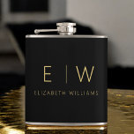Klassiskt svart Guld minimalistiskt Monogram Namn Fickplunta<br><div class="desc">Öka dina libationer med vår klassiska Elegant Modern Minimalist Monogram-kolv. Den här noggrant designade kolven blandar sömlöst sofistikerad contemporary med minimalism, skapar den perfekten som tillbehör för både använda och gåva. Den här kolven är utformad med precision och noggrannhet, och är inte bara en praktisk behållare. Den är en personlig...</div>