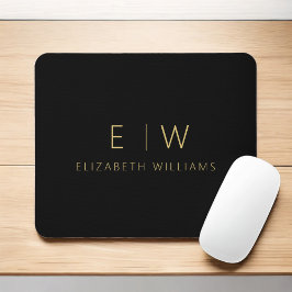 Klassiskt svart Guld minimalistiskt Monogram Namn Musmatta
